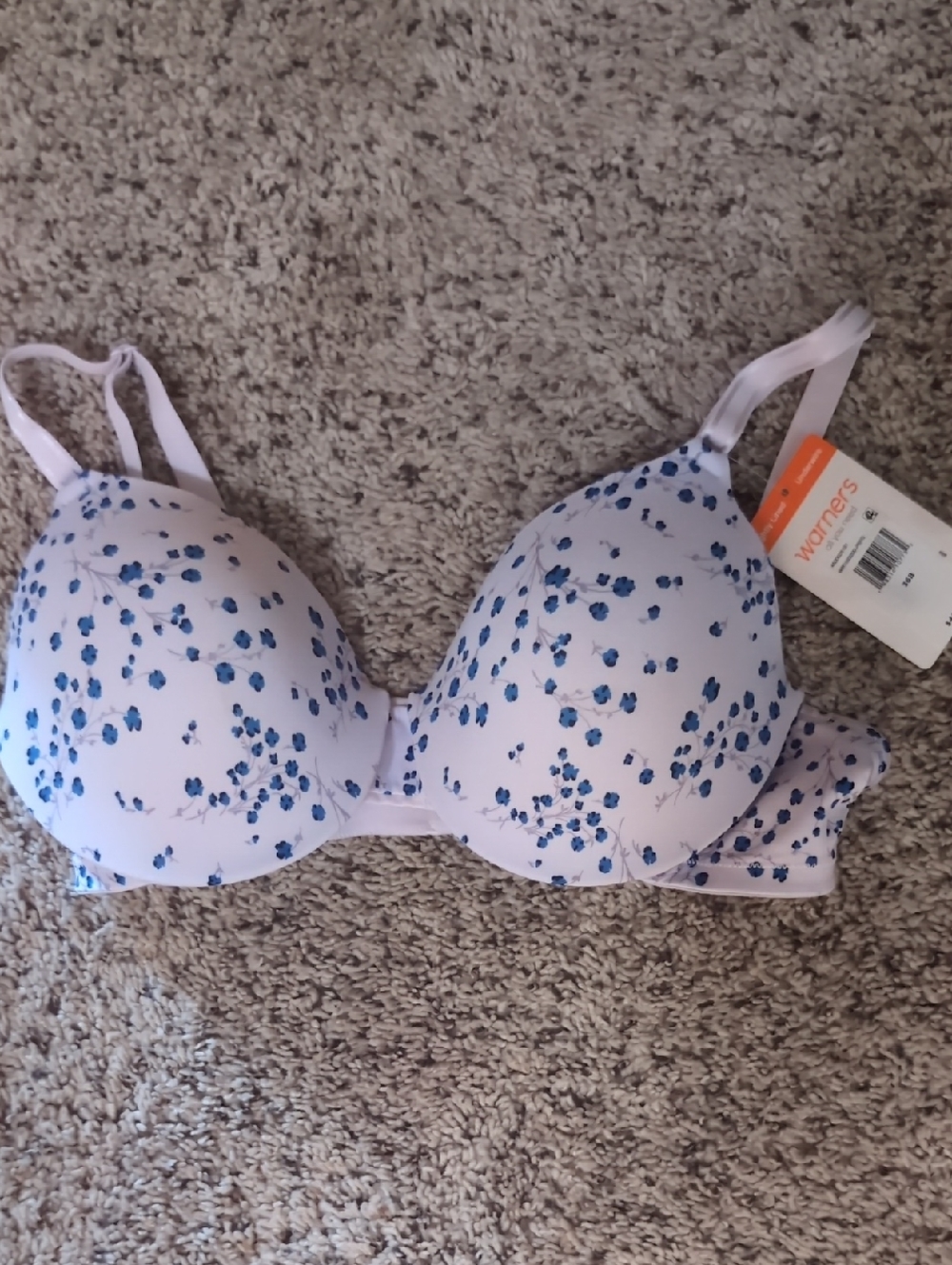 Warner's Light Pink Bra with Blue Floral Print
